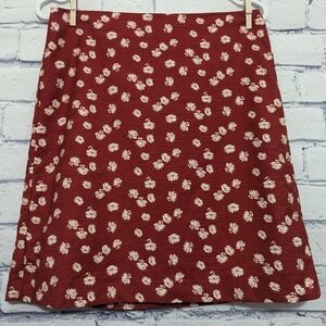Ann Taylor Factory Red Floral Lined Skirt Women's Size 4